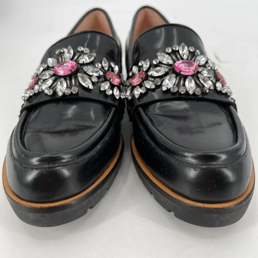 Kate Spade New York Karry Too Bejeweled Loafers Patent Black Size 8 Mobwife - Picture 3 of 9